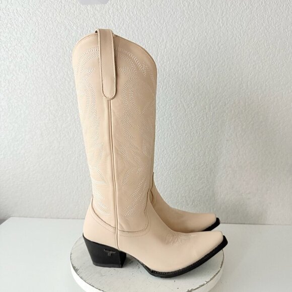 Lane SMOKESHOW Womens Cowboy Boots 8 Pale Ivory Leather Western Cowgirl Tall - Picture 2 of 13